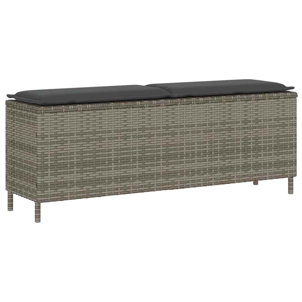 havebænk med hynde 110x30x40,5 cm polyrattan grå