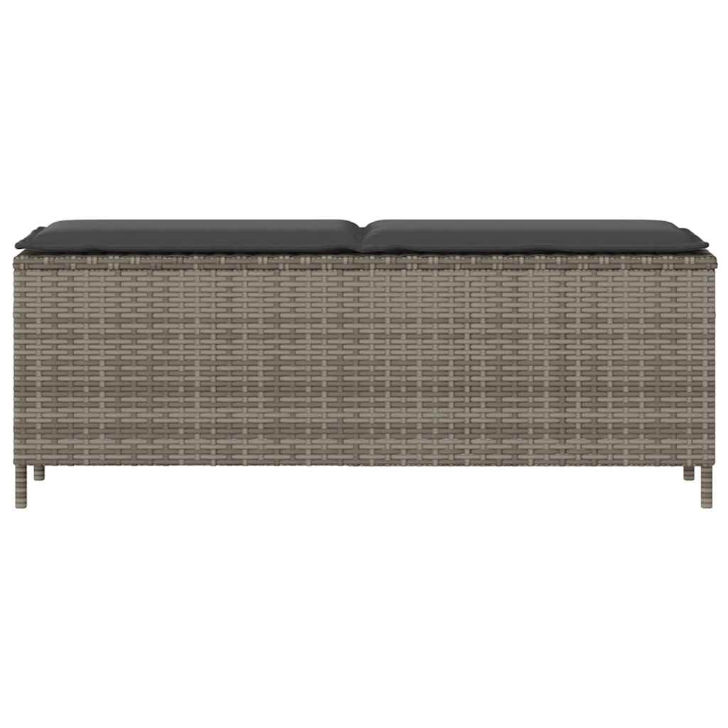 havebænk med hynde 110x30x40,5 cm polyrattan grå