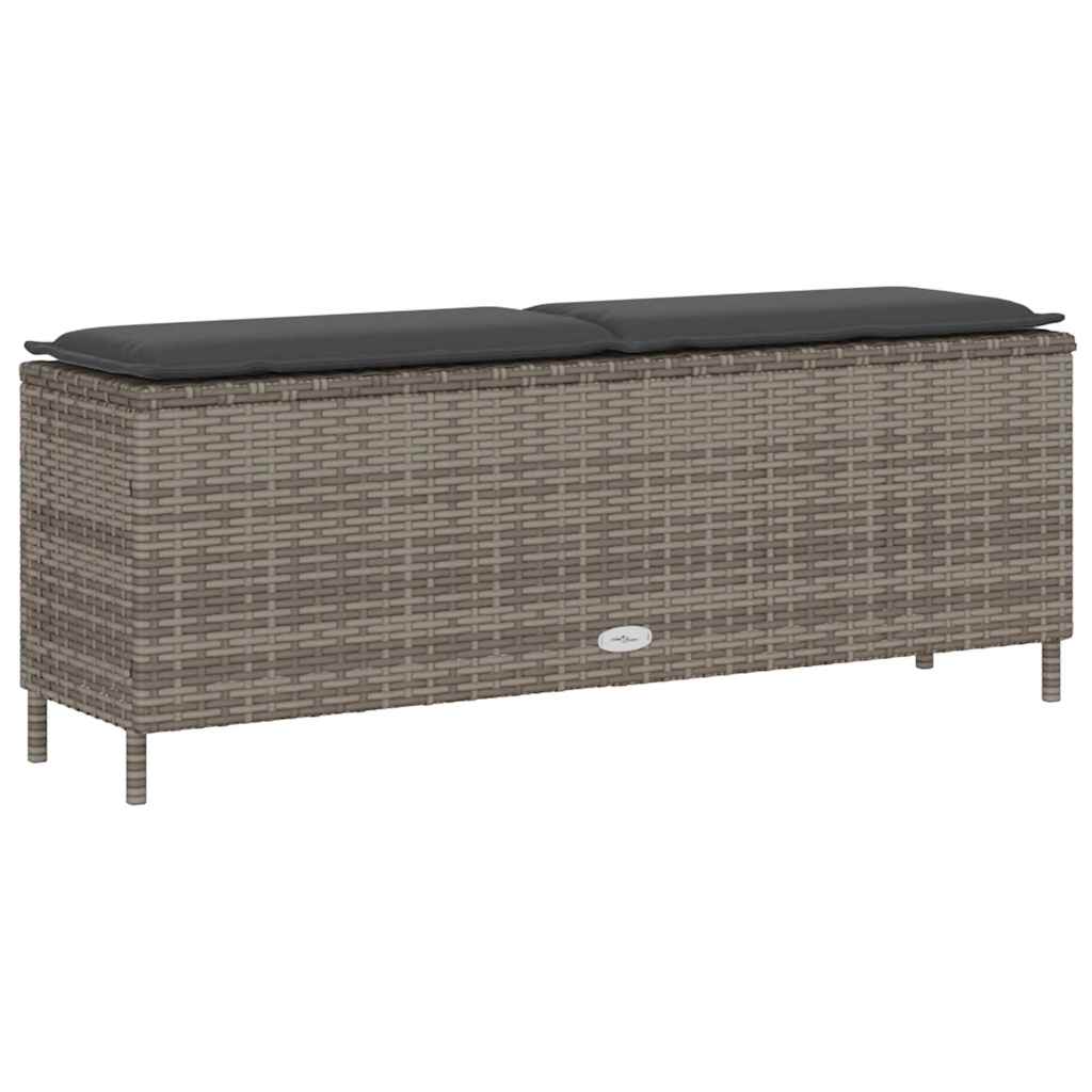 havebænk med hynde 110x30x40,5 cm polyrattan grå