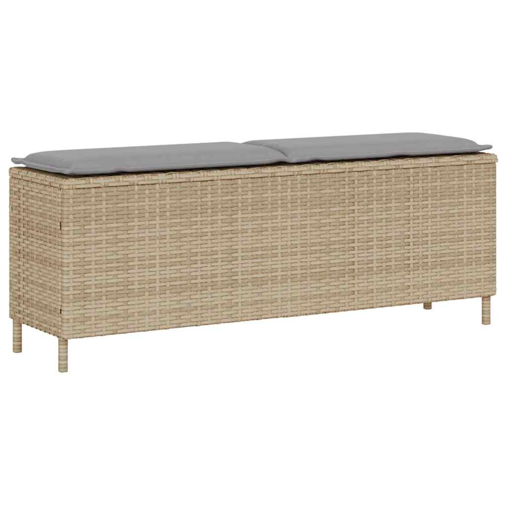 havebænk med hynde 110x30x40,5 cm polyrattan beige