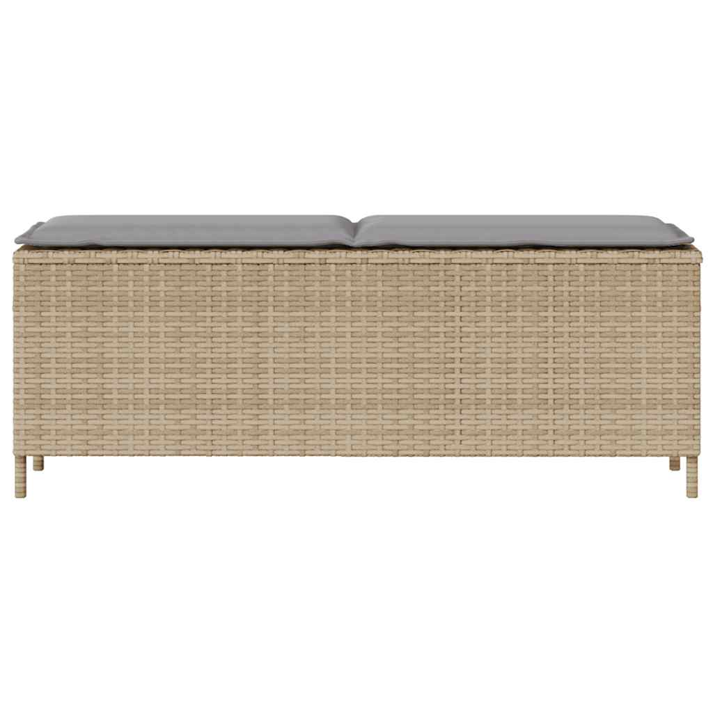 havebænk med hynde 110x30x40,5 cm polyrattan beige