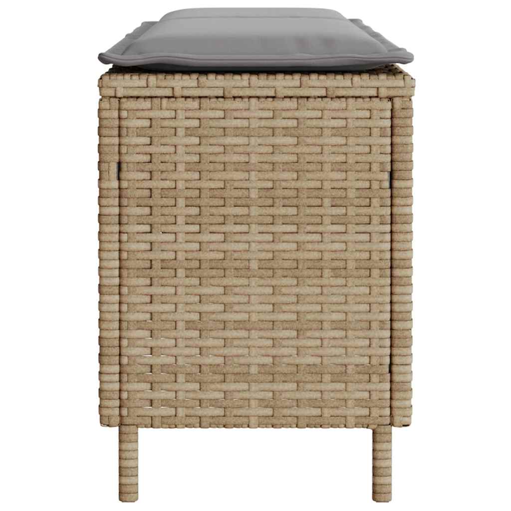 havebænk med hynde 110x30x40,5 cm polyrattan beige