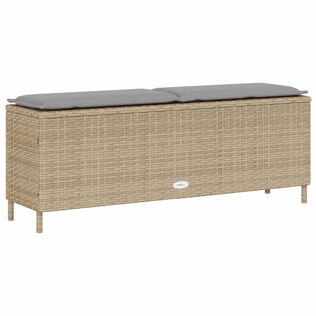 havebænk med hynde 110x30x40,5 cm polyrattan beige
