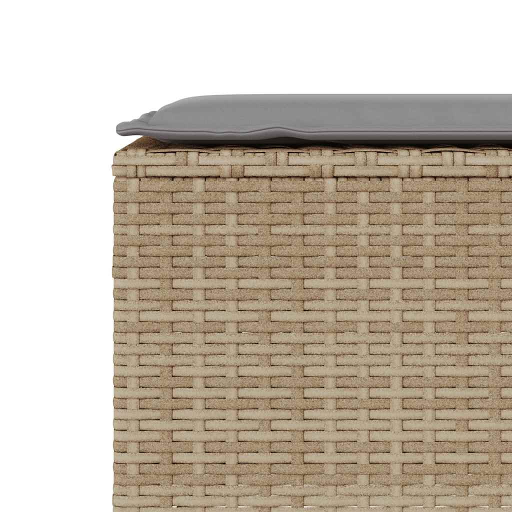 havebænk med hynde 110x30x40,5 cm polyrattan beige