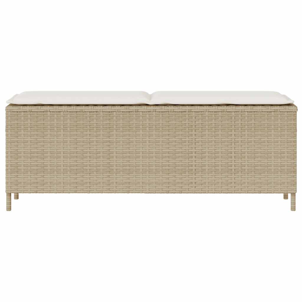 havebænk med hynde 110x30x40,5 cm polyrattan beige