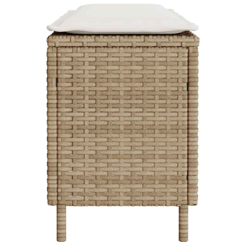 havebænk med hynde 110x30x40,5 cm polyrattan beige