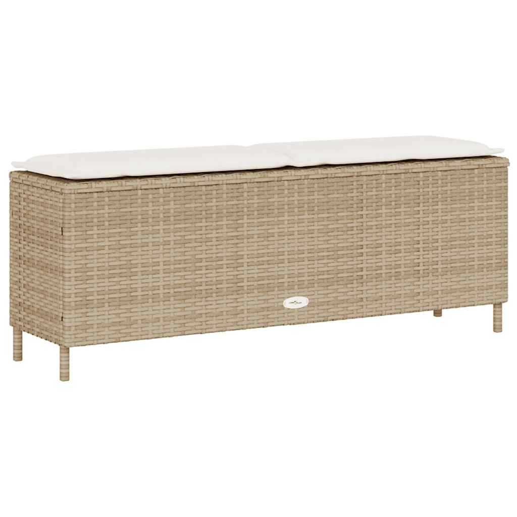 havebænk med hynde 110x30x40,5 cm polyrattan beige