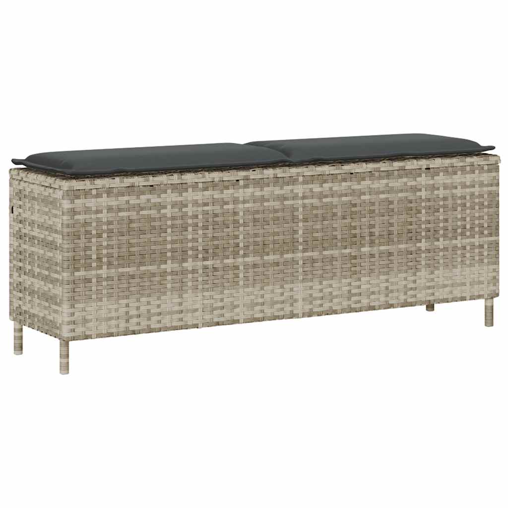 havebænk med hynde 110x30x40,5 cm polyrattan lysegrå