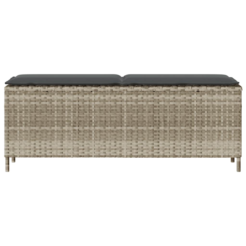 havebænk med hynde 110x30x40,5 cm polyrattan lysegrå