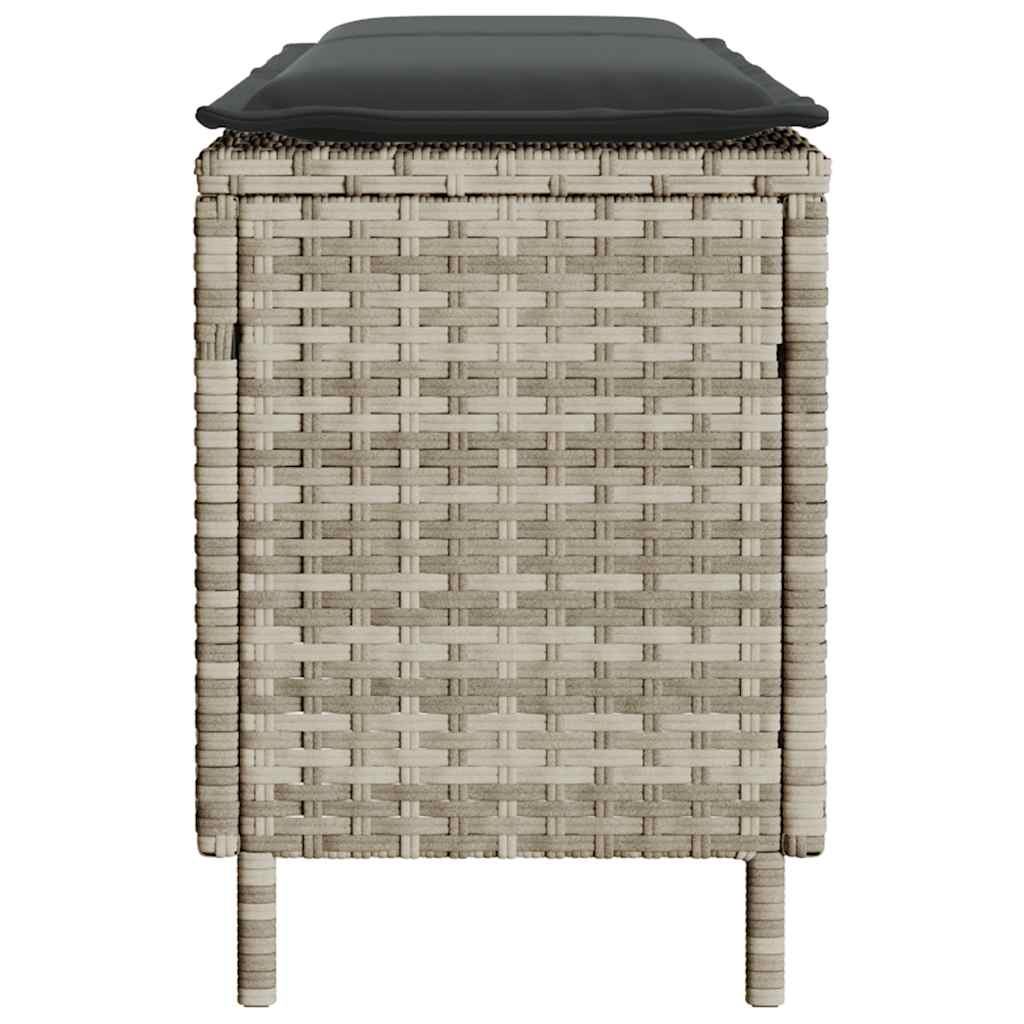 havebænk med hynde 110x30x40,5 cm polyrattan lysegrå