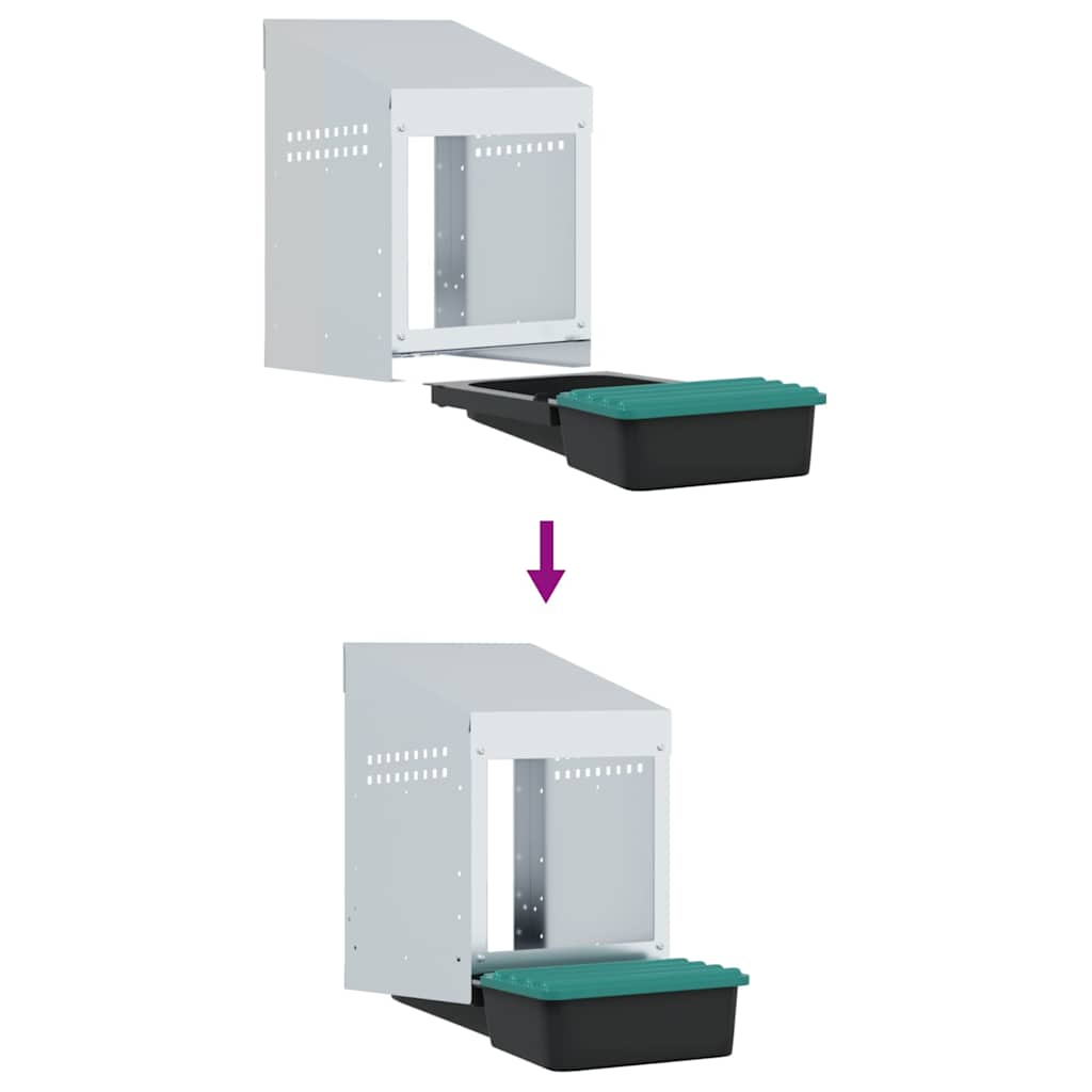 hønseredekasse med 1 rum vægmonteret galvaniseret stål