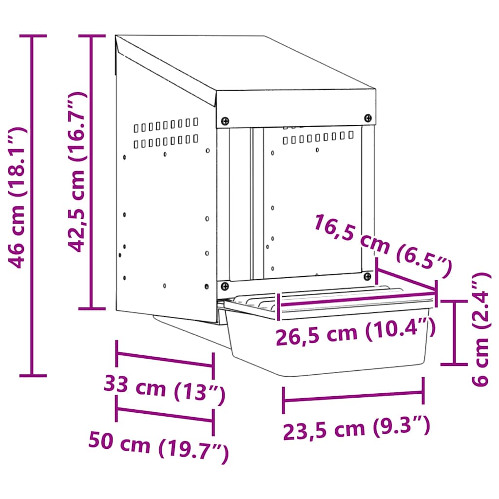 hønseredekasse med 1 rum vægmonteret galvaniseret stål