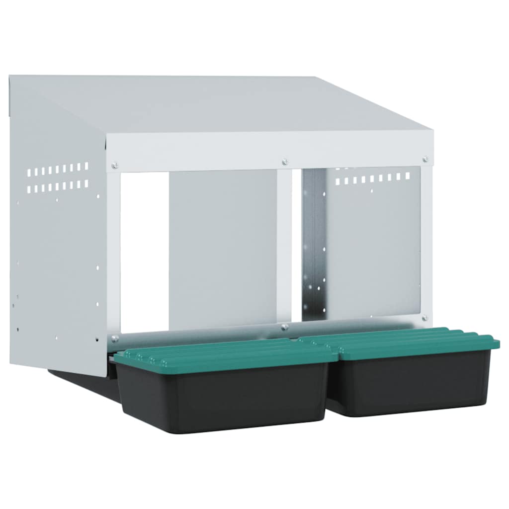 hønseredekasse med 2 rum vægmonteret galvaniseret stål