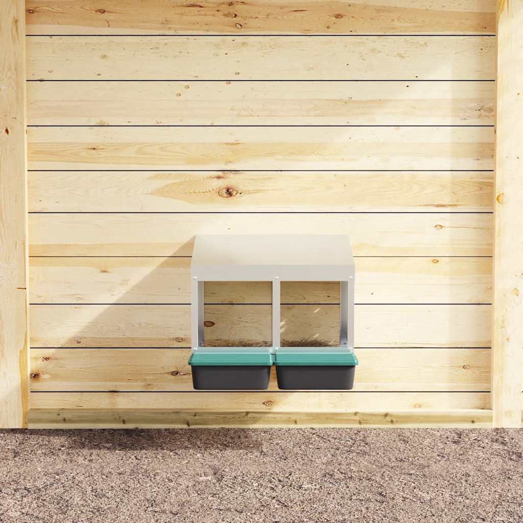 hønseredekasse med 2 rum vægmonteret galvaniseret stål