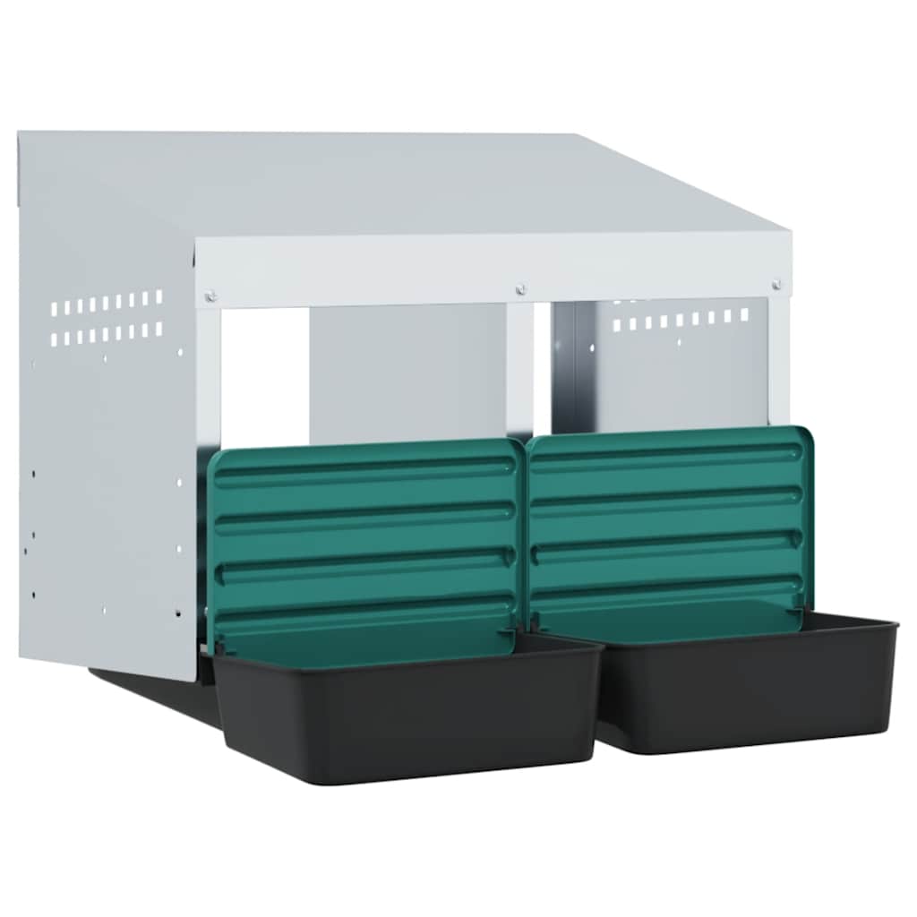 hønseredekasse med 2 rum vægmonteret galvaniseret stål