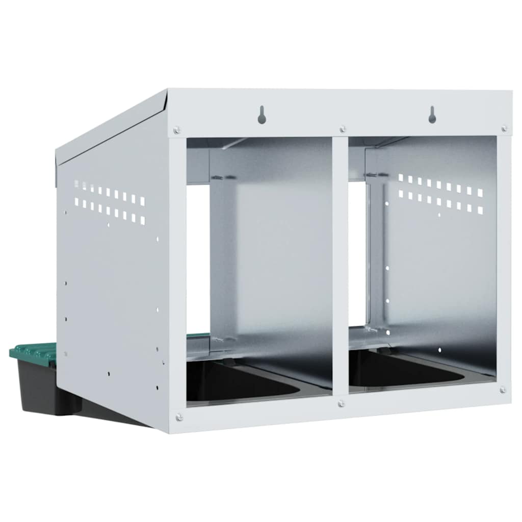 hønseredekasse med 2 rum vægmonteret galvaniseret stål