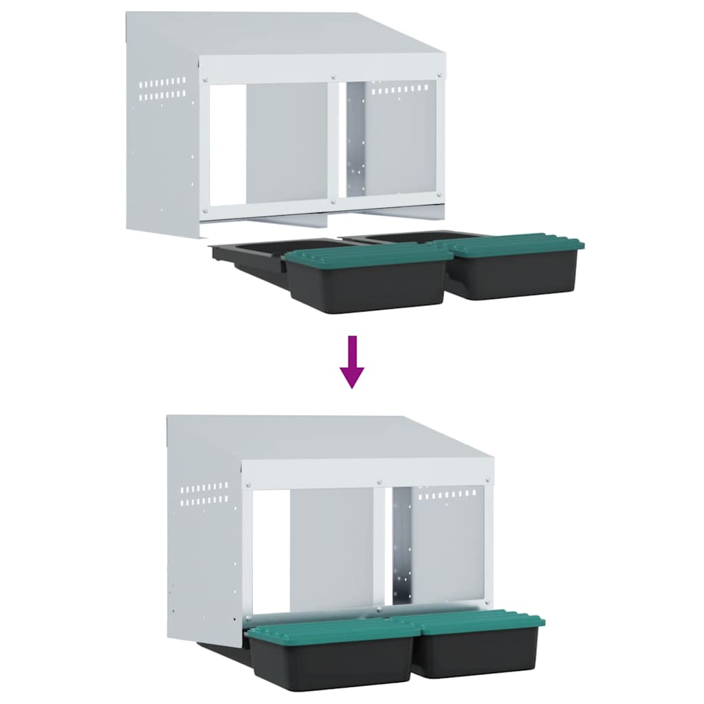 hønseredekasse med 2 rum vægmonteret galvaniseret stål