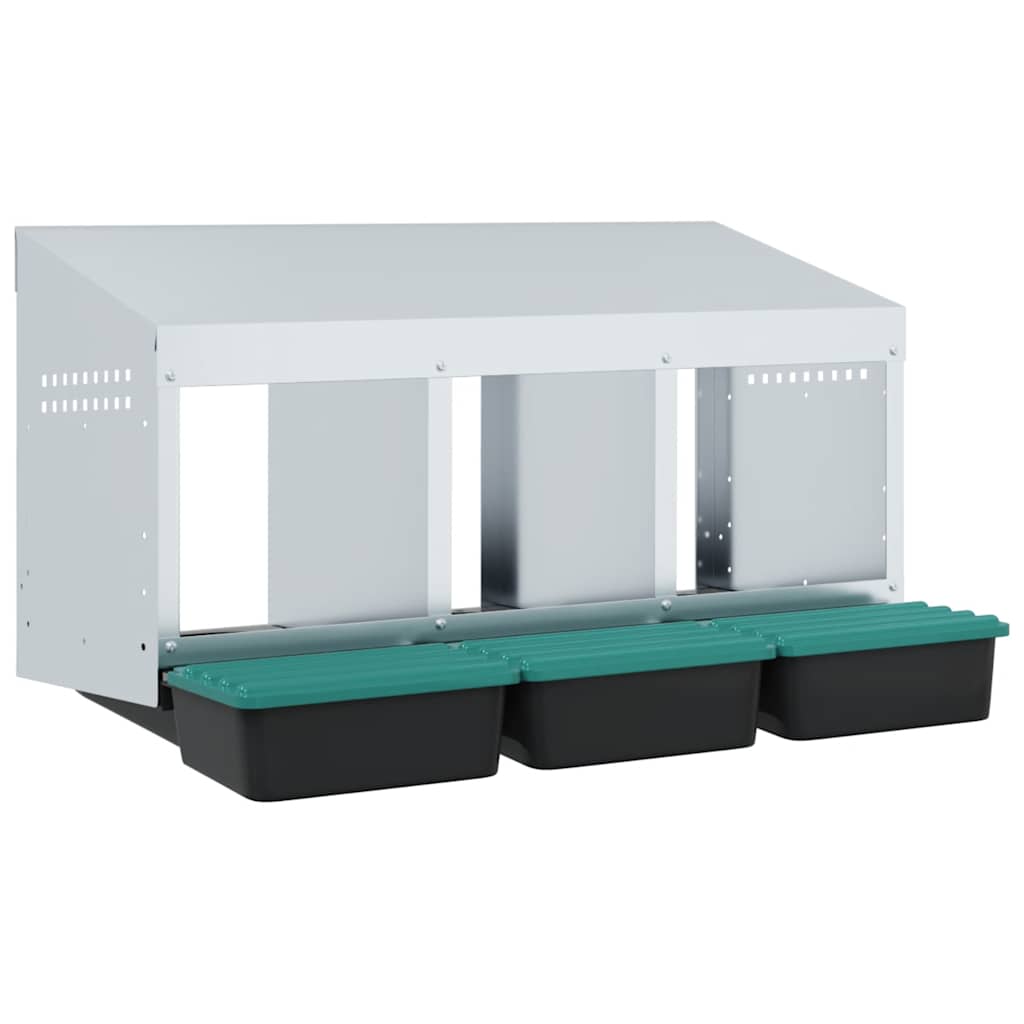 hønseredekasse med 3 rum vægmonteret galvaniseret stål