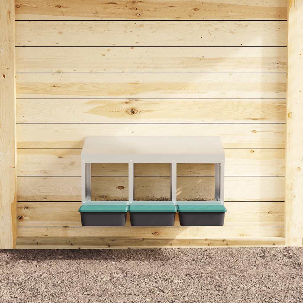 hønseredekasse med 3 rum vægmonteret galvaniseret stål