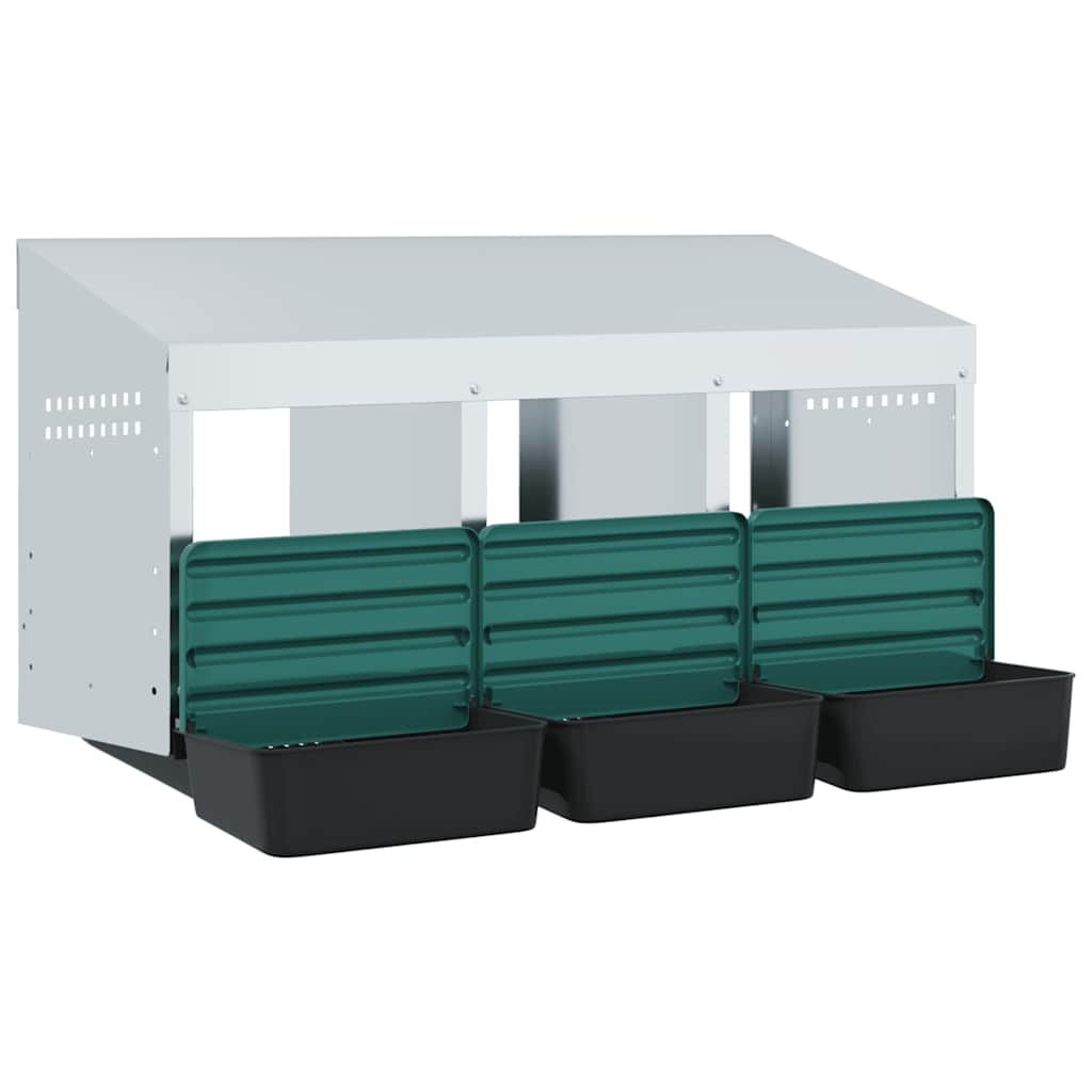 hønseredekasse med 3 rum vægmonteret galvaniseret stål