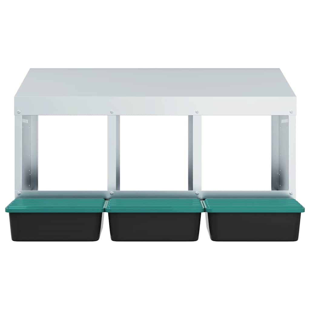 hønseredekasse med 3 rum vægmonteret galvaniseret stål