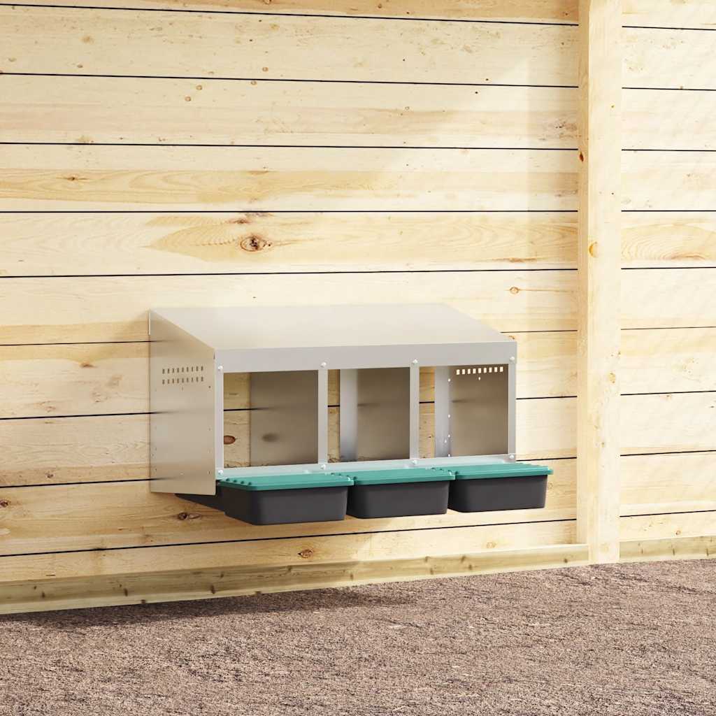 hønseredekasse med 3 rum vægmonteret galvaniseret stål