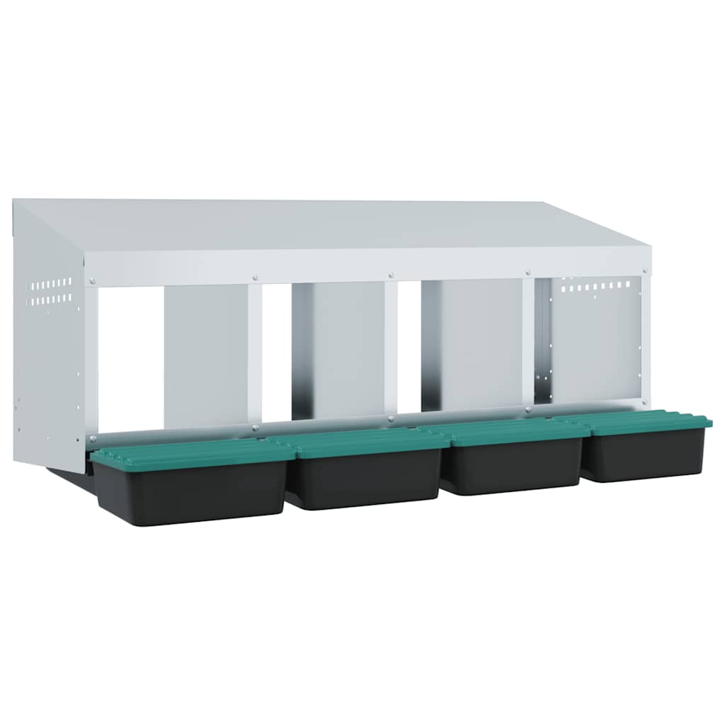 hønseredekasse med 4 rum vægmonteret galvaniseret stål