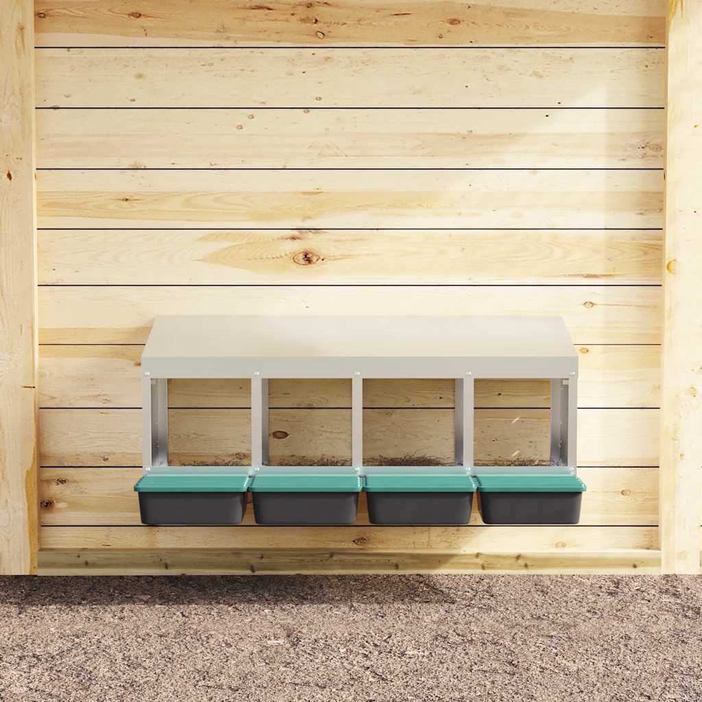 hønseredekasse med 4 rum vægmonteret galvaniseret stål