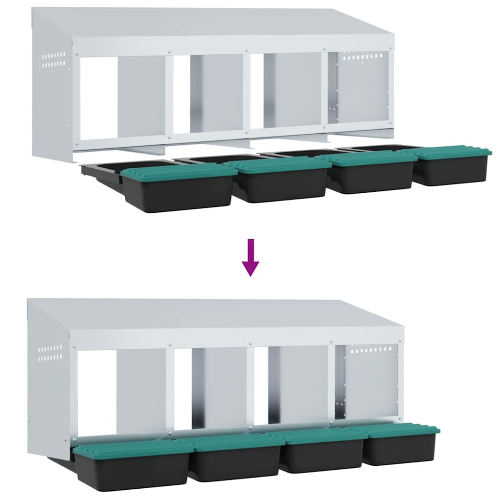 hønseredekasse med 4 rum vægmonteret galvaniseret stål