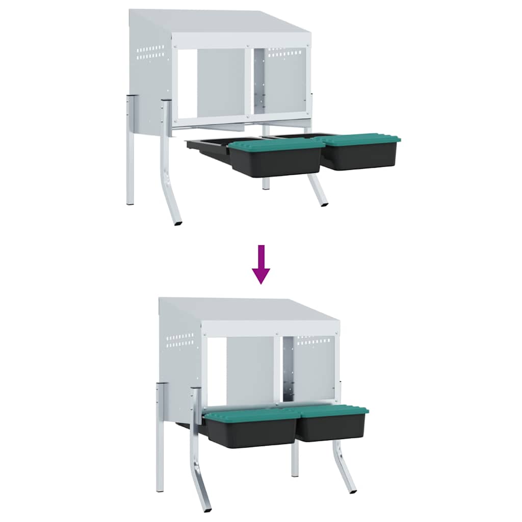 hønseredekasse 2 rum med ben galvaniseret stål