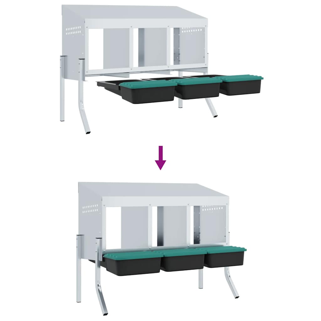 hønseredekasse 3 rum med ben galvaniseret stål