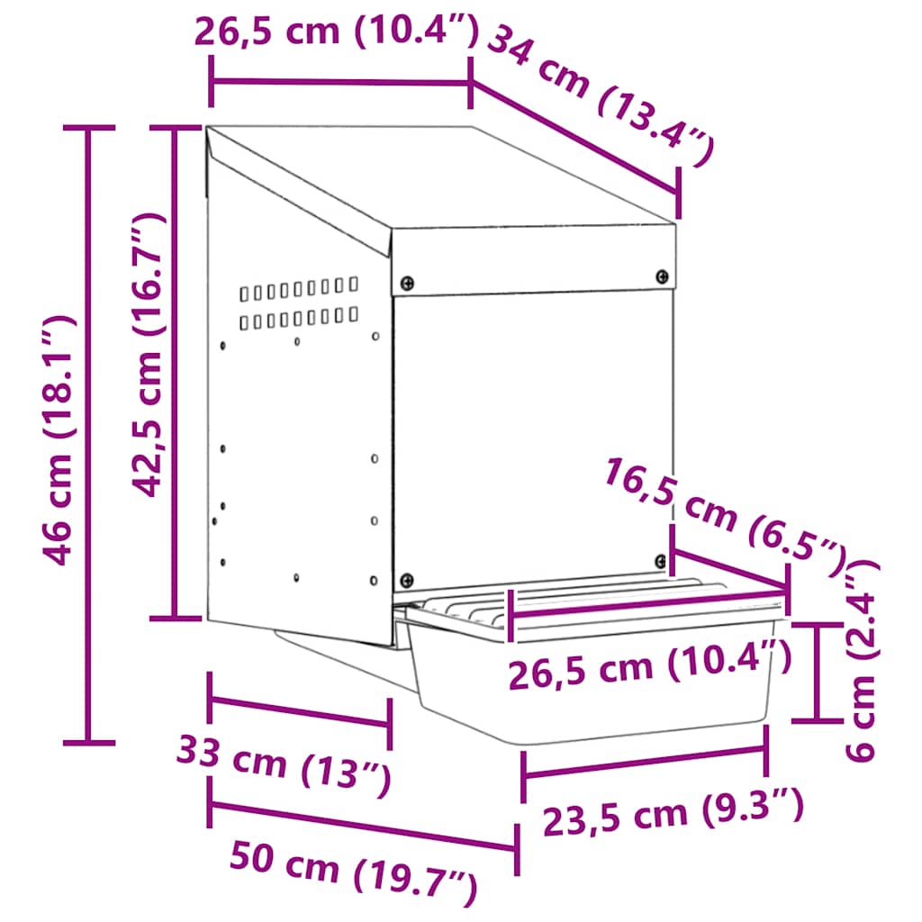 hønseredekasse med 1 rum vægmonteret galvaniseret stål