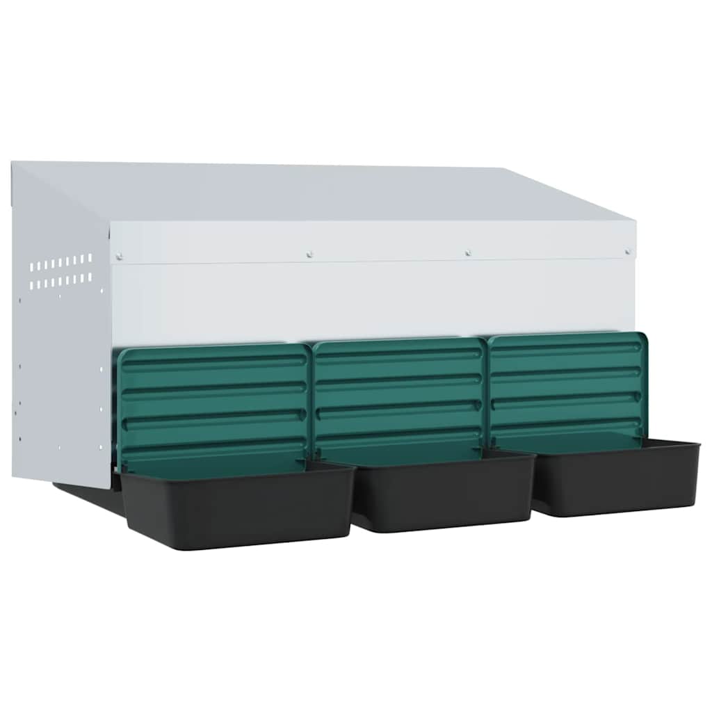 hønseredekasse med 3 rum vægmonteret galvaniseret stål