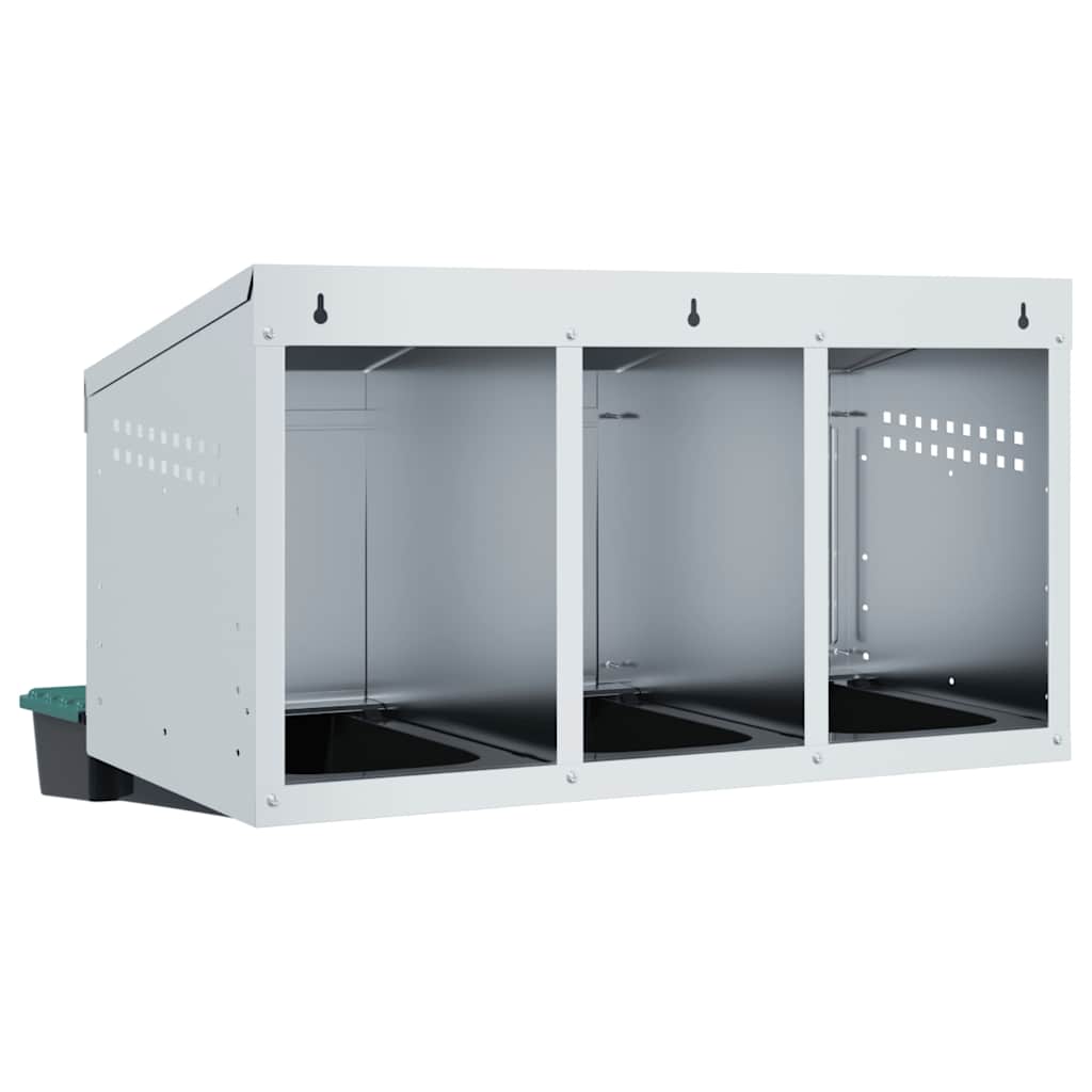 hønseredekasse med 3 rum vægmonteret galvaniseret stål