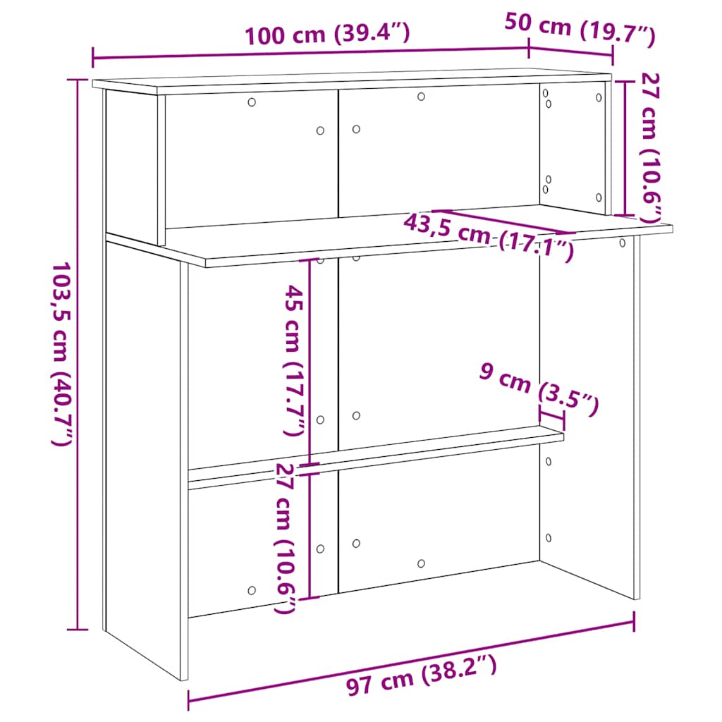 receptionsskranke 100x50x103,5 cm konstrueret træ sort
