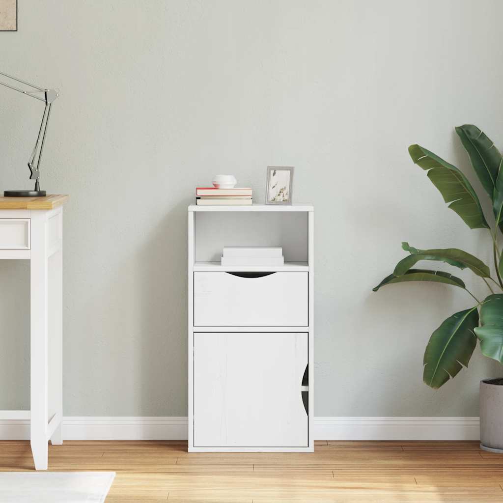 sideskab ODDA med skuffe 40x24x79 cm massivt fyrretræ hvid