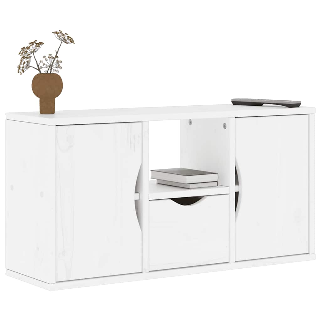 TV-skab ODDA med skuffe 79x24x40 cm massivt fyrretræ hvid