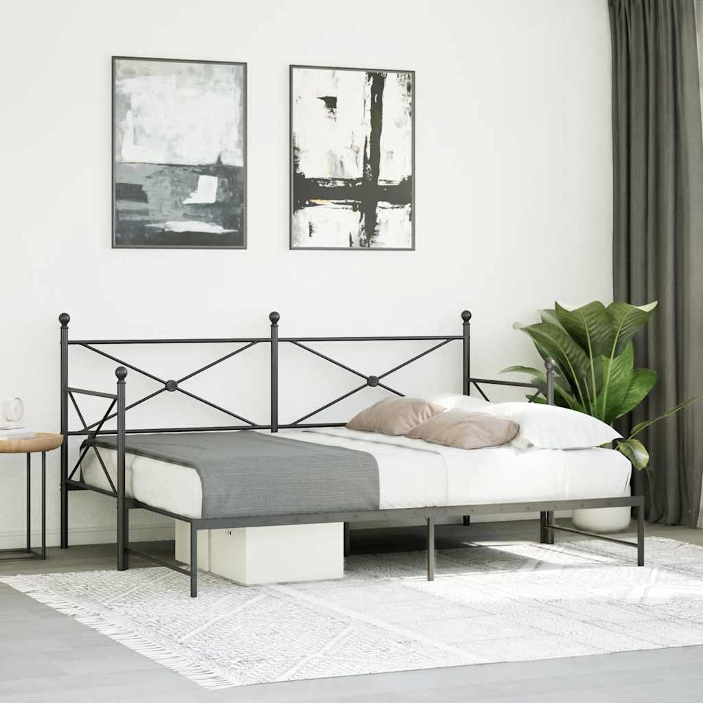 daybed med udtræk uden madras 80x200 cm stål sort