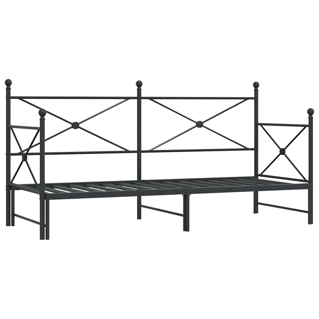 daybed med udtræk uden madras 90x200 cm stål sort