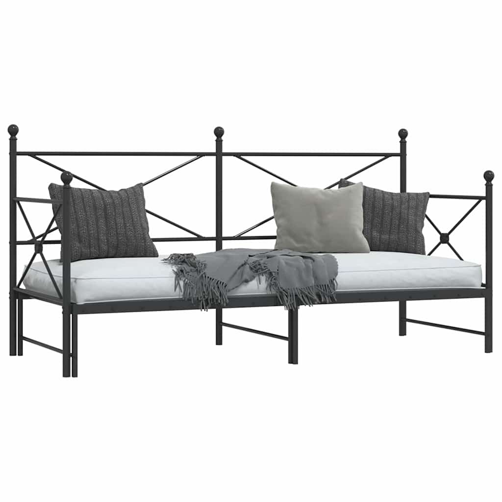 daybed med udtræk uden madras 90x200 cm stål sort