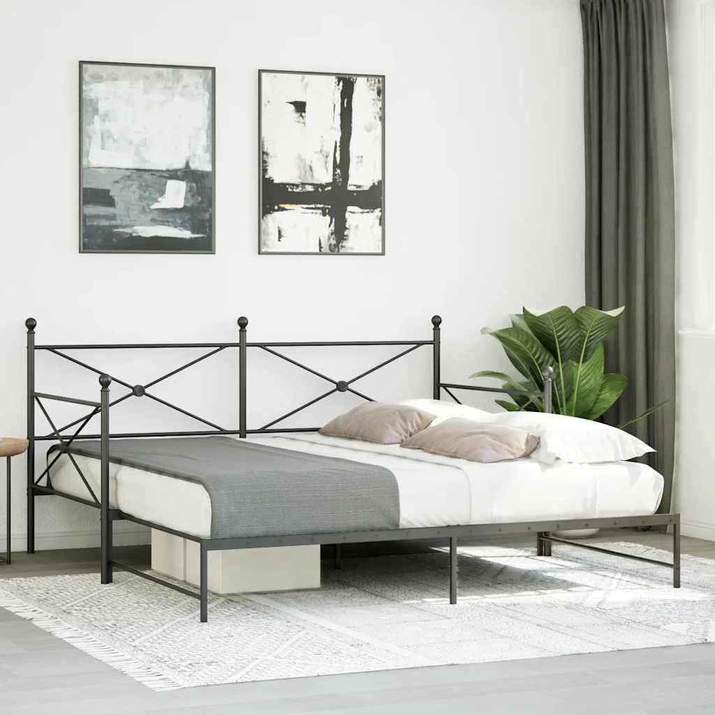 daybed med udtræk uden madras 107x203 cm stål sort