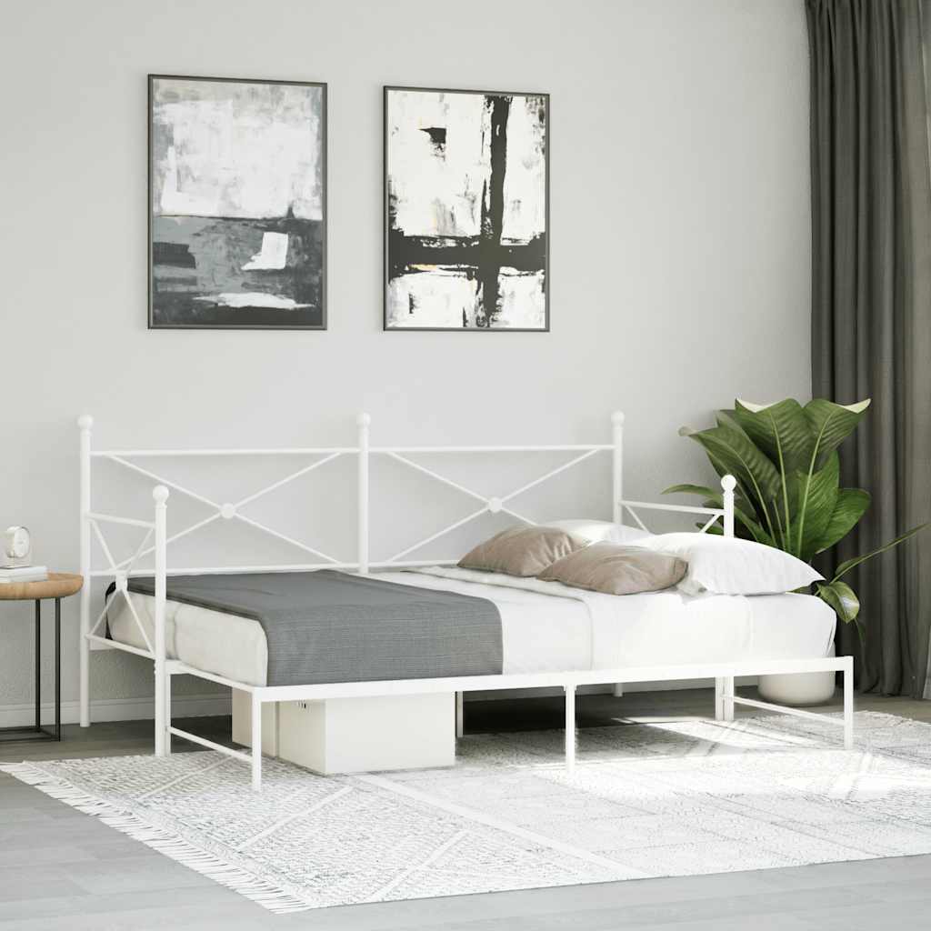daybed med udtræk uden madras 90x190 cm stål hvid