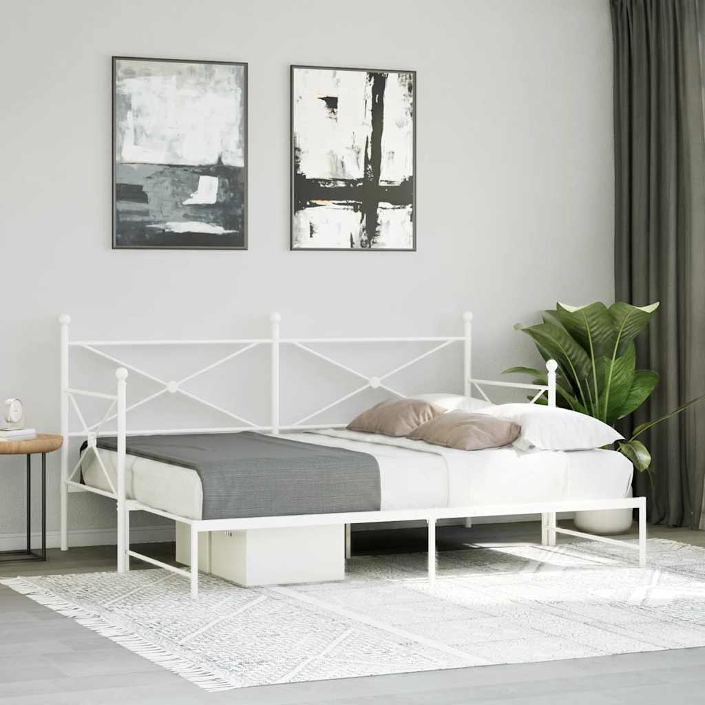 daybed med udtræk uden madras 90x200 cm stål hvid