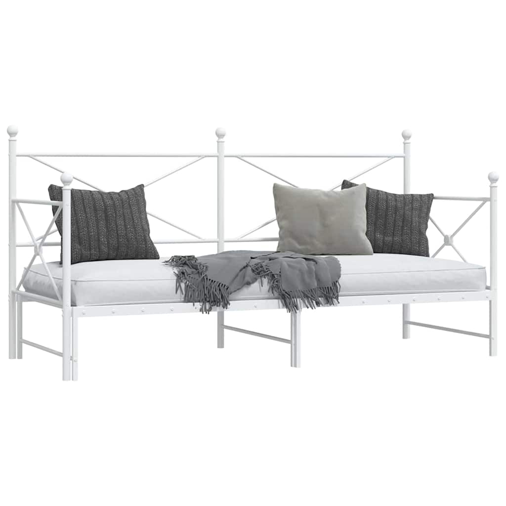 daybed med udtræk uden madras 90x200 cm stål hvid