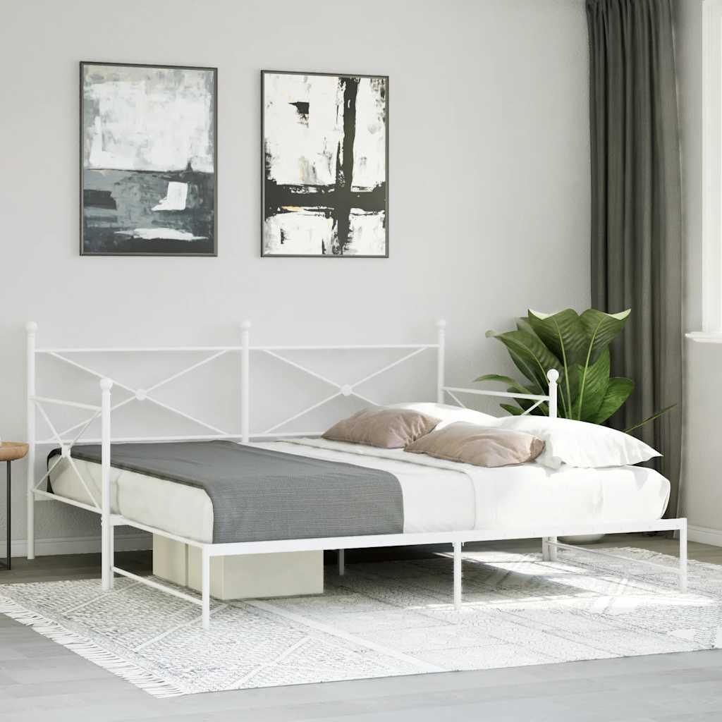 daybed med udtræk uden madras 107x203 cm stål hvid