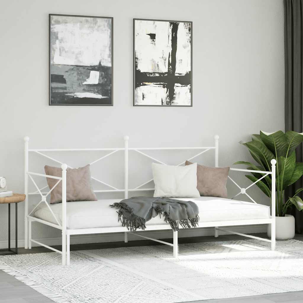 daybed med udtræk uden madras 107x203 cm stål hvid