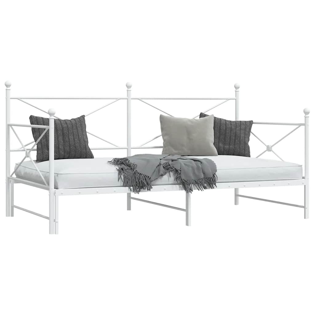 daybed med udtræk uden madras 107x203 cm stål hvid