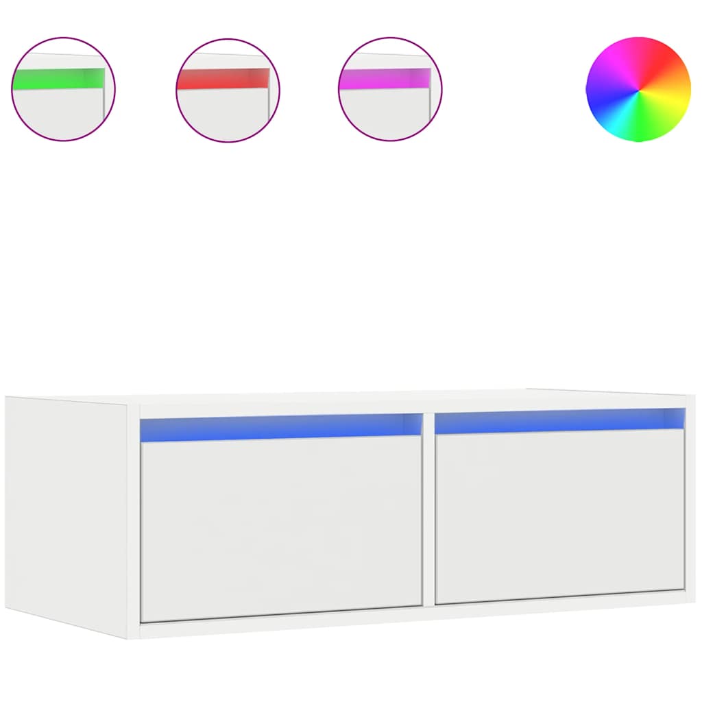 tv-skab med LED-lys 75x35,5x25 cm hvid