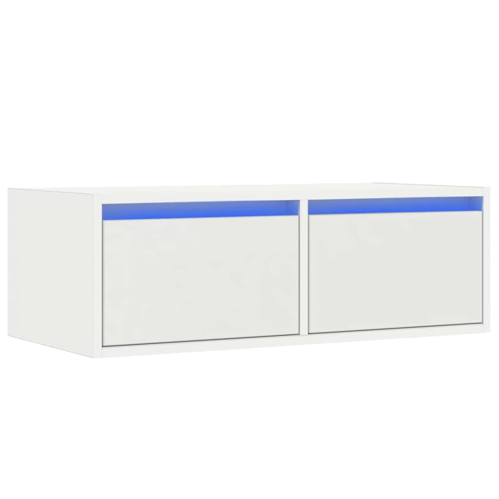 tv-skab med LED-lys 75x35,5x25 cm hvid