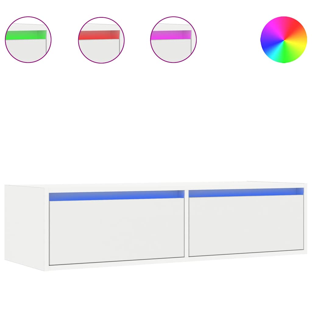 tv-skab med LED-lys 100X35,5x25 cm hvid